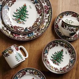 Dinnerware Sets Christmas Tree Ceramic Tableware Vintage Chinese And Western Dish Bowl Steak Salad Dessert Plate Coffee Or Tea Cup