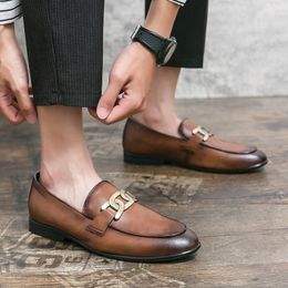 Vintage Old Oxford Shoes Pointed Toe Metal Buckle One Stirrup Men's Fashion Formal Casual Shoes Multi Sizes 38-47