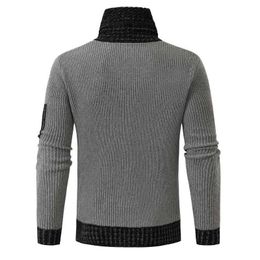 's neuer Herbst Winter Turtleneck Casual Stricker Fashion Schalband Slim Fit Men Patchwork Pullovers 1008
