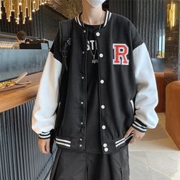 Men's Jackets Fashion Black Baseball Jersey Casual Cardigan Couple's Coat Male Clothes Spring and Autumn Loose Plus Size Top 221006