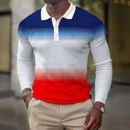 Men's Polos Polo Shirts For Men Clothes Long Sleeve EU Size Spring Autumn Outdoor Casual Top Fashion Patchwork Lapel Button Pullover 221006