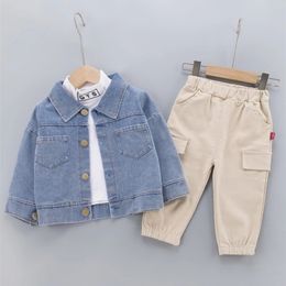 Clothing Sets Autumn Winter Denim Coats Kids Clothing Baby Girls Clothes For TopPants 2Pcs Sets Children Baby Boys Suits 1 2 3 4 5 Years 221007