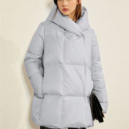 Women's Down Parkas AMII Minimalism Winter Lightweight Hooded Down Coats White Duck Down Jacket Women Warm Fashion Long Clothing 12120285 221007