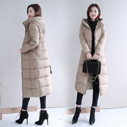 Women's Down Parkas Sent within 12h Large M-5XL Woman Jacket Winter Down Parkas Coats Lengthen Warm Quilted Cotton Jacket for Women Hooded Outwear 221007
