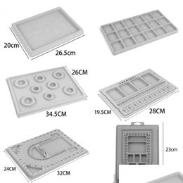 Jewelry Tray Gray Flocked Bead Board For Diy Bracelet Necklace Beading Jewelry Making Organizer Tray Design Craft Measuring Tool Acce Dhbsu