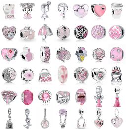 925 Sterling Silver Dangle Charm Women Beads High Quality Jewellery Gift Wholesale New Pink Ice Cream Heart shaped MOM Flower Customised Bead Fit Pandora Bracelet DIY