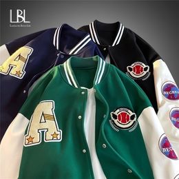 Mens Jackets LBL Autumn American Baseball College Wear Loose Embroidery Brand Vintage Varsity for Men 221006