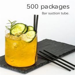 Disposable Cups Straws 500Pcs plastic straws Black Fine soda water Bar Cocktail Cold Drink Straight Long Short rietjes 221007