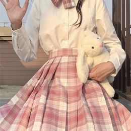 Casual Dresses JMPRS Plaid Women Pleated Skirt Bow Knot Summer High Waist Preppy Girls Dance Mini Cute A Line Harajuku Sexy Japan Faldas 221007