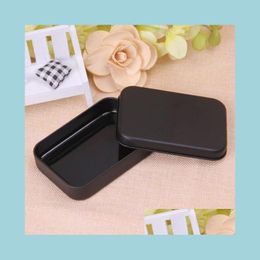 Storage Boxes Bins Rec Tin Box Black Metal Container Boxes Candy Jewellery Playing Cards Storage Gift Packaging Drop Deliver Bdesybag Dhit7