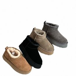 Ultra Mini-Plattform-Stiefel-Designer-Frau-Winter-Knöchel-Australien-Schneestiefel dicker Boden echtes Leder warme flauschige Booties mit Pelz 95MX #