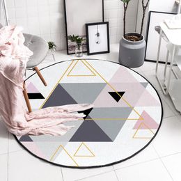 Carpets Geometric Pink And Gray Carpet Rugs Nordic Style Living Room Chair Computer Bedroom Rug Non-Slip Home Decor Round Floor Mats