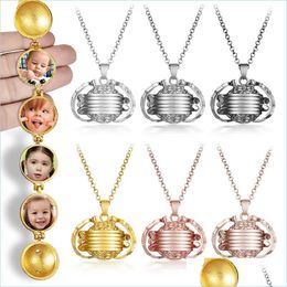 Pendant Necklaces Magic 4 Po Pendant Memory Floating Locket Necklace Angel Wings Flash Box Fashion Album Necklaces Drop Delivery 2021 Dhpss