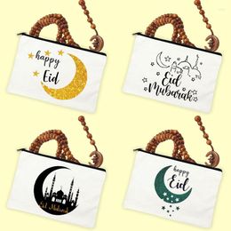 Cosmetic Bags Happy Eid Print Beads Storage Bag Ramadan Gift Case Travel Toiletries Organizer Female Makeup Gifts