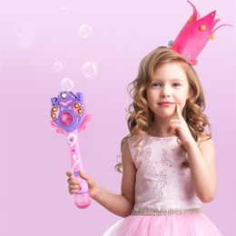 Novelty Games Girls Magic Wand Bubble Gun Toy Electric Automatic Soap Machine Light Music Outdoor Toys for Kids Gift 221007