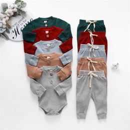 Special Occasions Baby Outfits Two Piece Solid Sets Infant Toddler born Girls Boys Autumn Winter Baby Girl Boy Long Sleeve Romper Pants 0-24M 221007
