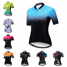 Racing Jackets Cycling Jersey Women Bike Shirt Short Sleeve Mountain Road MTB Top Bicycle Clothing Summer Uniform Blue Black