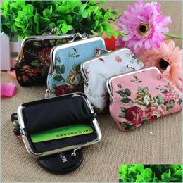 Other Jewelry Tools Bright Color Vintage Floral Coin Purse For Women Print Flower Snap Closure Small Wallet Summer Accessories305 T2 Dhnkc