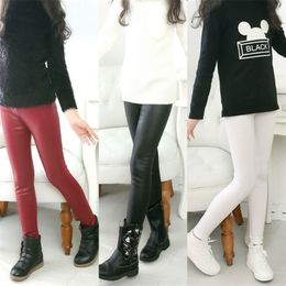 Leggings Tights 2 16Y Girls Spring Autumn Kids Skinny Trousers Children Clothing Girl Pencil Pants Teenager Black PU Leather 221006