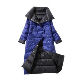 Womens Down Parkas Winter Down Jacket Women Parkas Coats Turtleneck Long Casual Light Warm Duck Down Double Sided Wear Waterproof Outerwear 221007