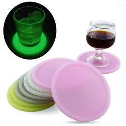 Table Mats Silicone Coasters Luminous Heat Resistant Tea Cup Mat Glow In The Dark Lots Drink Coffee Mug Glass Beverage Holder Pad 10cm