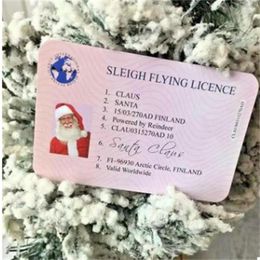 Keepsakes Santa Claus Sleigh Riding Licence Flight Cards ID Christmas Tree Ornament Decoration Old Man Driver Licence Entertainment Props Gifts 2343 E3