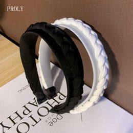 Headbands PROLY New Fashion Women Headband Wide Side Braid Hairband Solid Colour Headwear Girls Turban Hair Accessories Wholesale T221007