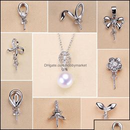 Jewelry Settings Jewelry Settings Wholesale 925 Sterling Sier Pendant Zircon Solid Pearl Necklace 18 Styles Fashion For Women Bdedome Dhy8E