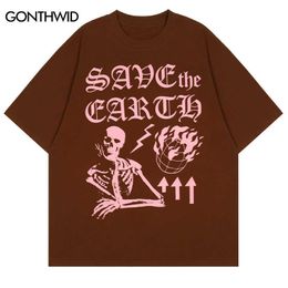 Men's T-Shirts Hip Hop Gothic T-Shirt Streetwear Men Skeleton Skull Y2K Print Punk Rock Cotton Tshirt 2022 Summer Casual Short Sleeve T Shirt T221006