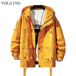 Mens Jackets Drop Streetwear Spring Man Safari Style Jacket Mens Harajuku Black Windbreaker Jackets Male Pockets Oversize Jacket 221006