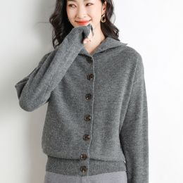 Women's Knits Tees Autumn and Winter Women Cashmere Wool Blended Sweater Thickened Lapel Cardigan Warm Loose Knit Bottoming Jacket Ladies 221007