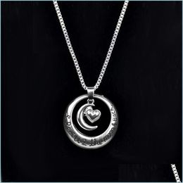 Pendant Necklaces Fathers Day I Love U 2 The Moon And Back Circle With Heart Pendant Necklace Couples 159 U2 Drop Delivery 2021 Jewel Dhp81