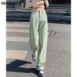 Women's Jeans BGTEEVER Casual Spring Women Long Trousers High Waist Pockets Loose Female Wide Leg Denim Pants Ladies Floor-Length 221007