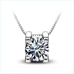 Pendant Necklaces Fine 30% 925 Sterling Sier Woman Zirconia Crystal 0.8X0.8Cm Pendant Water Necklace Wedding Jewelry Drop Delivery 20 Dhv4M