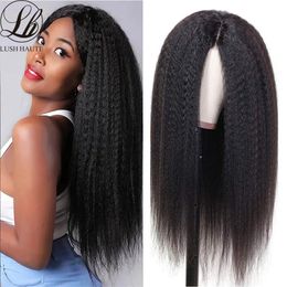 220% Density Kinky Yaki Straight Wigs Synthetic Wigs Natural Black For Black Women Heat Temperature Glueless Cosplay Afro Wigsfactory direc