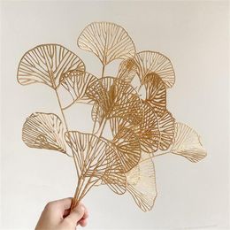 Decorative Flowers Golden Artificial Plants Fan Leaves Home Decor Diy Eucalyptus Plastic Grass Wedding Holiday Party Decoration Flower Vase