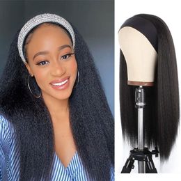 Kinky Straight Headband Wigs Synthetic Kinky Yaki Glueless Natural Looking Heat Resistant Fiber Hair for Black Women Cosplayfactory direct