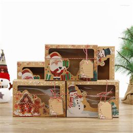 Christmas Decorations Decoration Folded Kraft Paper Packaging Box Gingerbread Man Snowman Cookie Gift Merry Xmas