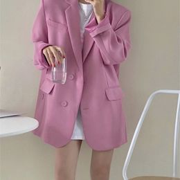 Women's Suits Blazers Herstory Women Casual Pure Color Spring Blazer Notched Collar Long Sleeve Loose Jacket FashionTide Autumn traf 221006