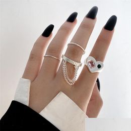 Other Jewellery Sets Fashion Metal Heart Rings Set Sier Alloy Hollow Pearl Love For Couples Lovers Women Girls Valentines Day Party Gif Dhydk