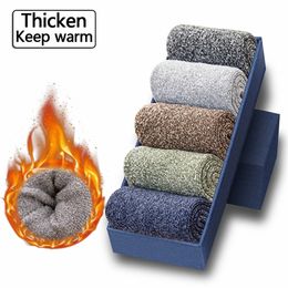 Mens Socks 5 Pairs Thicken Wool Men High Quality Towel Keep Warm Winter Cotton Christmas Gift For Man Thermal Size 3845 221007