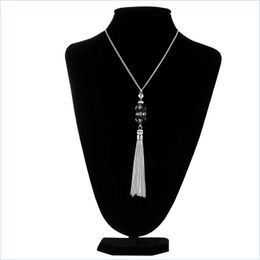 Pendant Necklaces Boheimian Style Womens 60Cm Long Chain Necklace 925 Sier Tassel Pendant Jewelry Gifts For Women Girls Drop Delivery Dhzfx