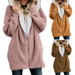 Women's Fur Women Faux Coat 2022 Autumn Winter Warm Soft Hoodied Zipper Jacket Female Plush Overcoat Teddy Coats Plus Size S-5XL