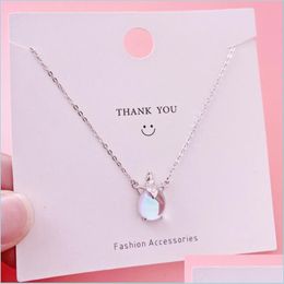 Pendant Necklaces Dreamy Colorf Aurora Pendant Necklaces For Women 925 Sterling Sier Jewelry Short Choker Korean-Style Clavic Bdehome Dhi3X