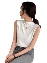 Women's Blouses Casual Fall Tops 2022 Sexy Knitted Top Summer Turtleneck Tank Women Blouse Sleeveless Slim Female Shirt Vest