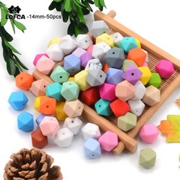 Baby Teethers Toys 50pcs/lot 14mm Hexagon Mini Smaller Beads Teething Necklace Silicone Teething Beads For Baby Teether BPA Safe Beads 221007