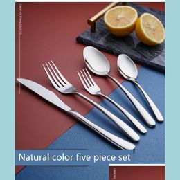 Flatware Sets 304 Stainless Steel Knife Fork Spoon Western Food Set Creative Family Restaurant Elegant Tableware Drop Delive Bdesybag Dh0Cq