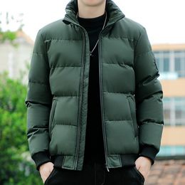 Puffer Jacket Men Stand Collar Casual Streetwear Cotton Padded Thick Warm Coat Lightweight Streetwear Clothes