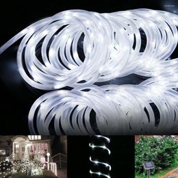 Strings 23ft 50LED Solar Power Rope Tube Lights Strip Waterproof Outdoor Garden White Christmas Tree Led Light Fixtures A609