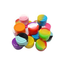 Karışık renk yapışmaz yağ balmumu kap silikon kutusu 3ml özelleştirilmiş silikon kaplar buharlaştırıcı için küçük yuvarlak depolama kavanozu